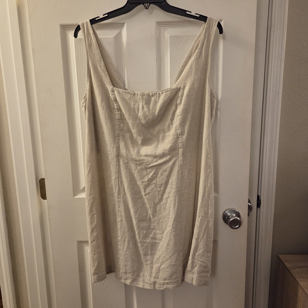 Old‎ Navy sz 2X linen/rayon mini sundress light khaki lightweight summer casual